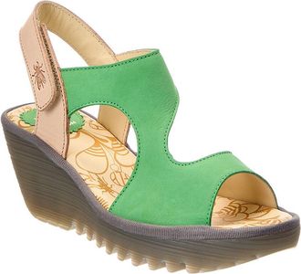 FLY London Leather Wedge Sandal