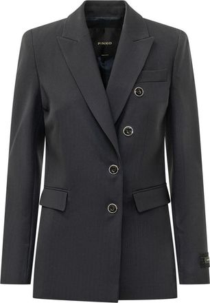 Pinko Navy Solid Notched Lapel Blazer