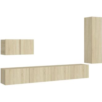 vidaXL Juego De Muebles De Sal&oacute;n 4 Piezas Roble Sonoma Vidaxl