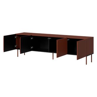 Dmora Mueble Para Tv Mornago, Un Estante, 2 Puertas, 4 Compartimentos, 200x42x60h Cm Marr&oacute;n Terracota
