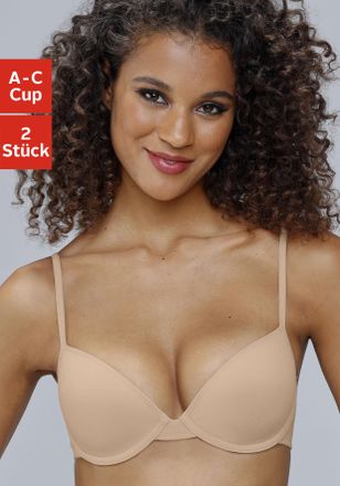 Petite Fleur Schalen-BH PETITE FLEUR, Damen, Gr. 70, Cup A, rosa (puder, wei&szlig;), Jersey, Obermaterial: 93% Baumwolle, 7% Elasthan, Basic, BHs Schalen-BH, mit B&uuml;gel,