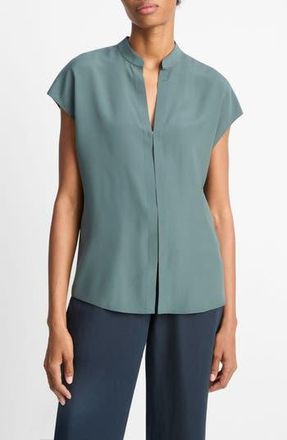 Vince Cap Sleeve Silk Blend Top in Teal Stone/Clay Sage at Nordstrom Rack, Size Medium