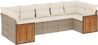 vidaXL Vidaxl - Set Sof&aacute;s De Jard&iacute;n 7 Piezas Y Cojines Rat&aacute;n Sint&eacute;tico Beige