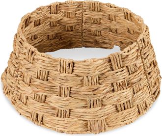 Best Choice Products 24in Basket Woven Hyacinth Christmas Tree Collar, Skirt Accessory w/ Cord Cut-Out - Natural