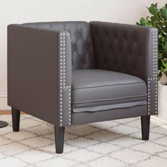 vidaXL Poltrona Chesterfield Grigia In Similpelle - Vidaxl