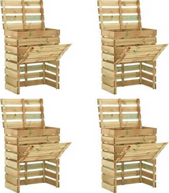 vidaXL Compostador De Jard&iacute;n Laminado 4 Pcs Verde 110 X 58 X 113 Cm Vidaxl