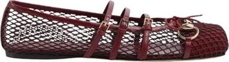 Gucci Mesh Ballerinas met Bandjes en Paardenbit Detail - Dames - Ballerinas - Rood - 36 EU - Schoenen