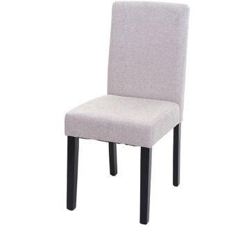 Hhg Sedia Littau tessuto soggiorno cucina sala da pranzo 43x56x90cm avorio beige piedi scuri