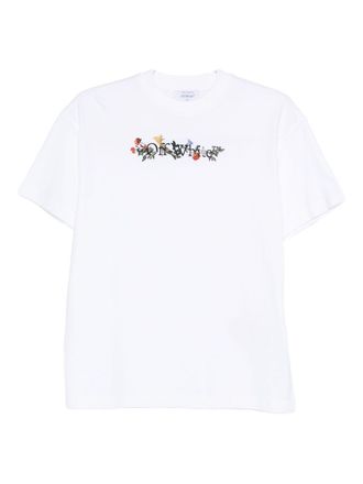 Off-white Bookish Flowers Baumwoll -T -Shirt