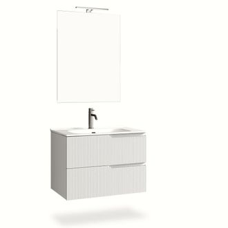 Aquadesign Mueble de ba&ntilde;o de 4 piezas en mdf blanco mate