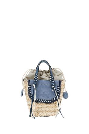 Cuba Lab Light Blue Habanera Raffia Suede Handbag