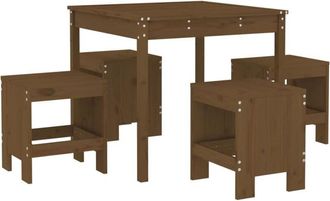 vidaXL Set De Comedor De Jard&iacute;n 5 Pzas Madera Maciza Pino Marr&oacute;n Miel Vidaxl