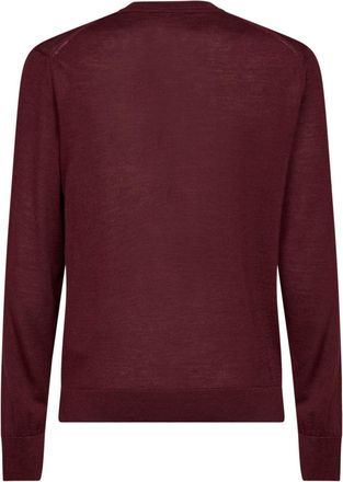 Etro Mens Knit Sweater Pegaso Burgundy Wool-Silk