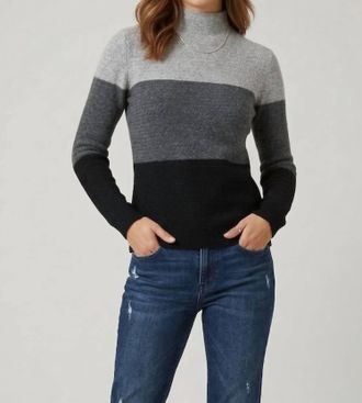 Kinross Cashmere Textured Colorblock Funnel Neck Sweater In Sterling Multi