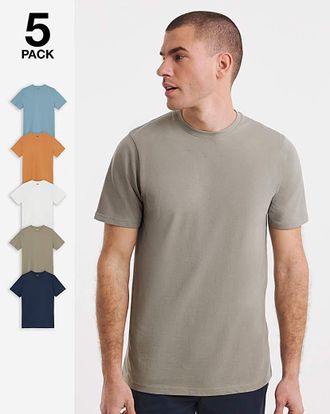 Jacamo 5 Pack Multi Crew Neck T-Shirts Long