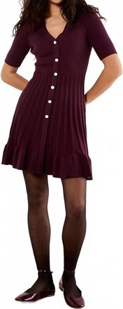 Apricot Ribbed Fit & Flare Dress In Burgundy