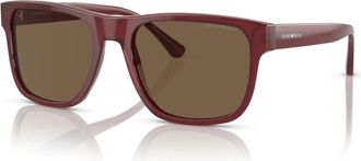 Emporio Armani Rood/Donkerbruine Zonnebril - Heren - Zonnebrillen - Rood - 56 MM - Accessoires