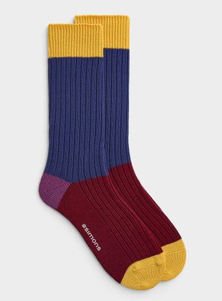 Le 31 Mens Colour-block ribbed socks