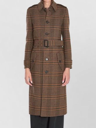 Saint Laurent long prince of wales wool coat