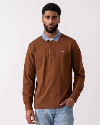 GANT Mens Regular Fit Heavy Rugger in Brown Cotton - Size X-Large