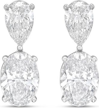 Diana M. Jewels 14K White Gold 10.00 Cts of Lab grown pear and oval shape diamond drop earrings
