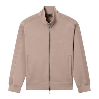 Emporio Armani Zip-throughs, male, Beige, Size: 2XS Stretch Double Jersey Sweatshirt