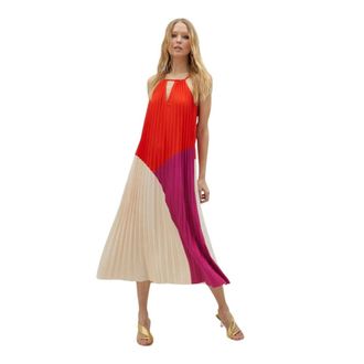 Lola Casademunt Midi Dresses, female, Multicolor, M, Long Tricolor Pleated Dress