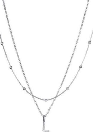 Adornia Initial Pendant Layered Chain Necklace in Silver-L at Nordstrom Rack