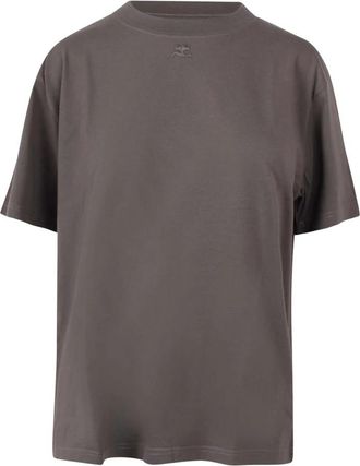 Courr&egrave;ges Oversized T-Shirt met Tonaal Logo - Dames - T-shirts - Grijs - M - Katoen - Tops