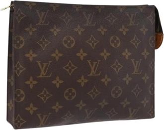 Louis Vuitton Pre-owned Monogram Canvas Pouch - Dames - Vintage Clutch - Bruin - ONE Size - Leer - Vintage