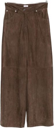 Brunello Cucinelli Suede Wide-leg Trousers