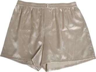 Dolce & Gabbana Zijden Satijnen Heren Boxer Zwemkleding - Dames - Strandmode - Beige - S - Satijn - Badmode