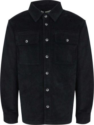 Jack Wills Herenoverhemd met lange mouwen, van corduroy en met dubbele zakken (Zwart)
