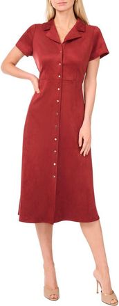 Vince Camuto Short Sleeve Faux Suede Midi Shirtdress in Rustic at Nordstrom, Size Xx-Large