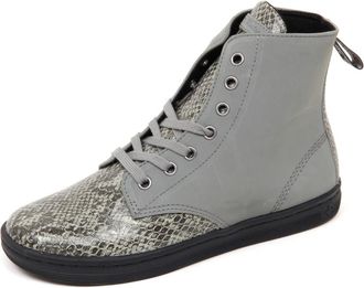 Dr. Martens Gekraste Grijze Casual Sneakers - Dames - Sneakers - Grijs - 41 EU - Leer - Schoenen