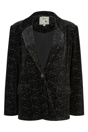 Yumi Black Velvet Sparkle Oversize Blazer 8 Black