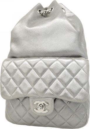 Chanel Silver Leather Backpack (Pre-Owned)