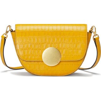 Oryany Lottie Croc Embossed Crossbody Bag in Shadow Yellow at Nordstrom Rack
