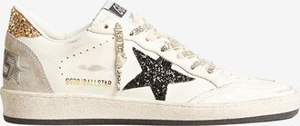 Golden Goose Niedrige Ledersneakers mit Glitter Ballstar