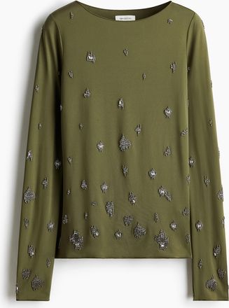 H&M Shirt mit Perlenverzierungen - Green