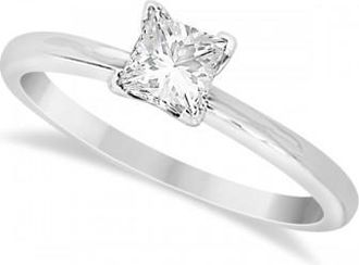 Allurez Moissanite Solitaire Engagement Ring Princess 14K White Gold 0.50ct
