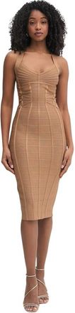 Elisabetta Franchi Knit 3D Pencil Dress - Dames - Casual kleedjes - Bruin - L - Kleedjes