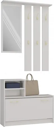OEM Conjunto Pr&aacute;ctico Para El Recibidor: Perchero Con Espejo Y Zapatero - Color Cachemir
