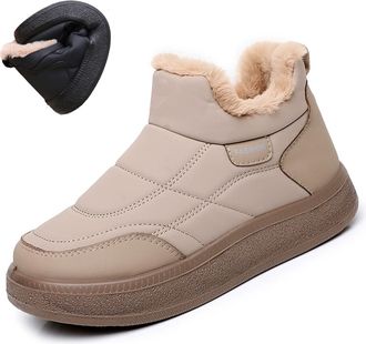 Generic Snow Boots Womens Winter Warm Lined Winter Boots, Comfortable Non Slip Ankle Boot with Plush Lining for Cold Weather Qutdoor (Khaki,3.5)