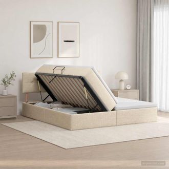vidaXL Vidaxl Letto Con Contenitore Led E Materasso Crema 200 X 200 Cm