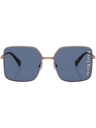 Miu Miu Eyewear Occhiali da sole con logo traforato - Oro