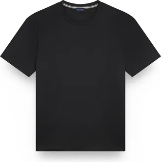 Paul & Shark Aqua Touch cotton T-shirt with Shark Fin embroidery, Man, Black, Size: XXL