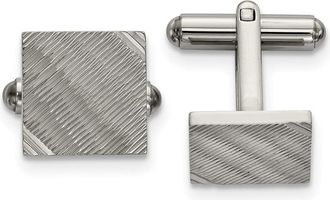 Diamond2Deal Stainless Steel Polished and Textured Square Cufflinks