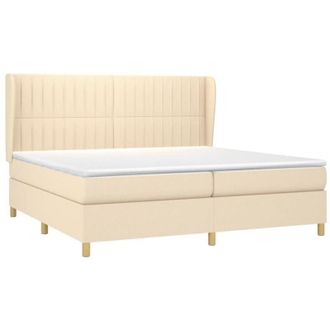 vidaXL Vidaxl - Cama Box Spring Con Colch&oacute;n Tela Color Crema 200x200 Cm