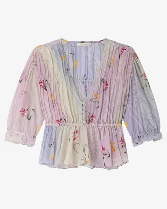 Mes Demoiselles... Womens V Neck Glow Blouse In Pink